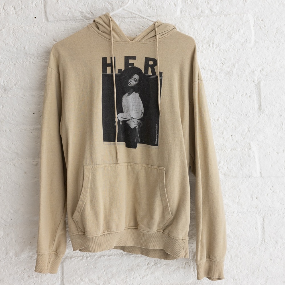 H.E.R. Beige Graphic Hoodie Size Medium